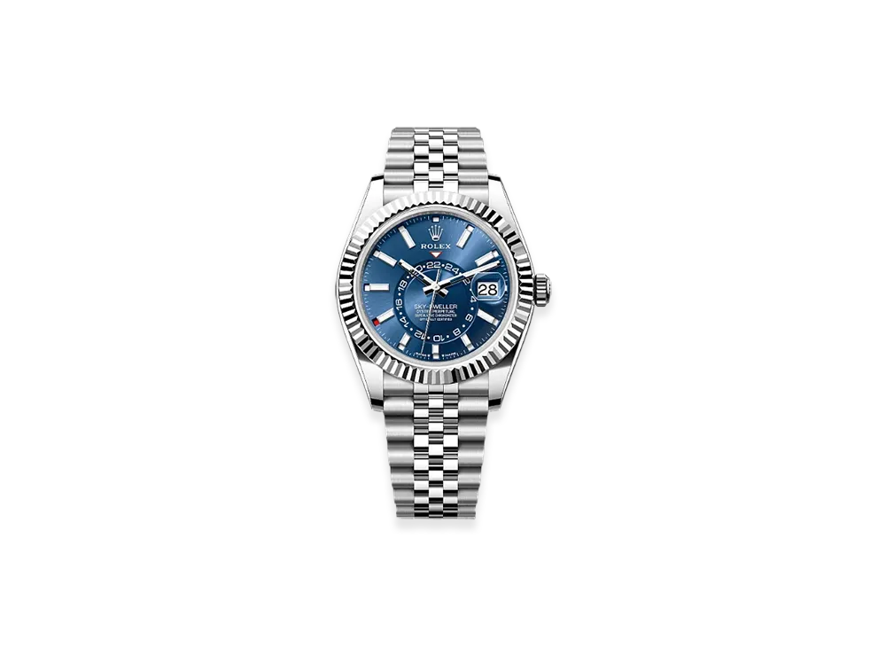 ROLEX Sky-Dweller 42mm Oystersteel & White Gold 336934 "Bright Blue"