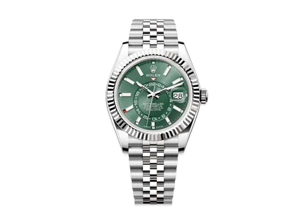 ROLEX Sky-Dweller Oyster 42mm "Mint Green/Oyster Steel/White Gold"