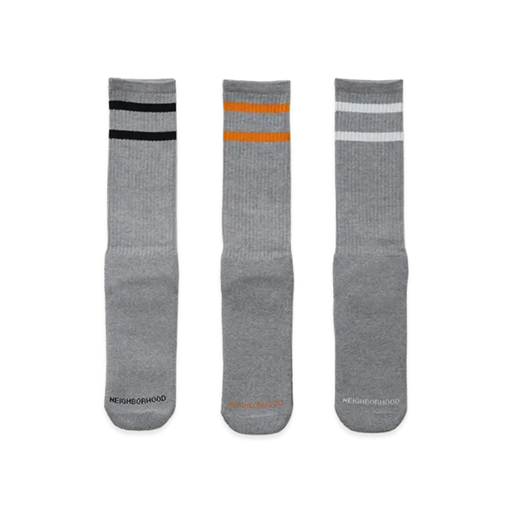 NEIGHBORHOOD Classic 3Pack Socks "Gray"