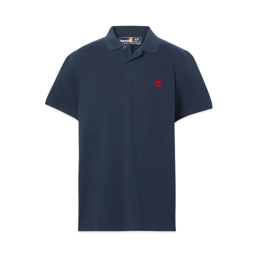Timberland Men's Short Sleeve Oyster River Chest Logo Polo Shirt "Dark Sapphire"