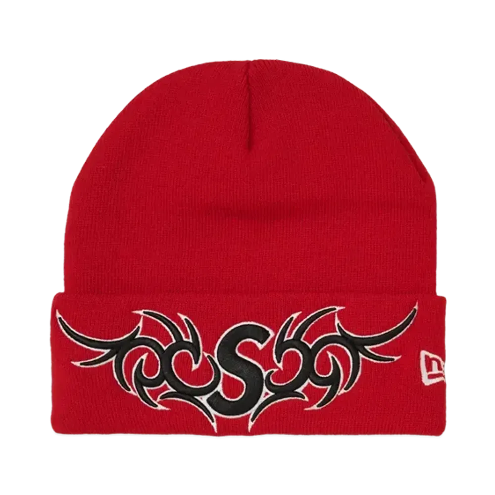 Supreme New Era Tribal S Logo Beanie "Red"