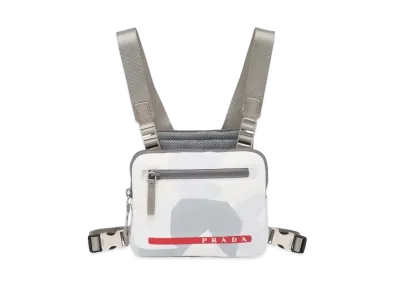 PRADA Printed Technical Fabric Crossbody Bag "Light Gray"