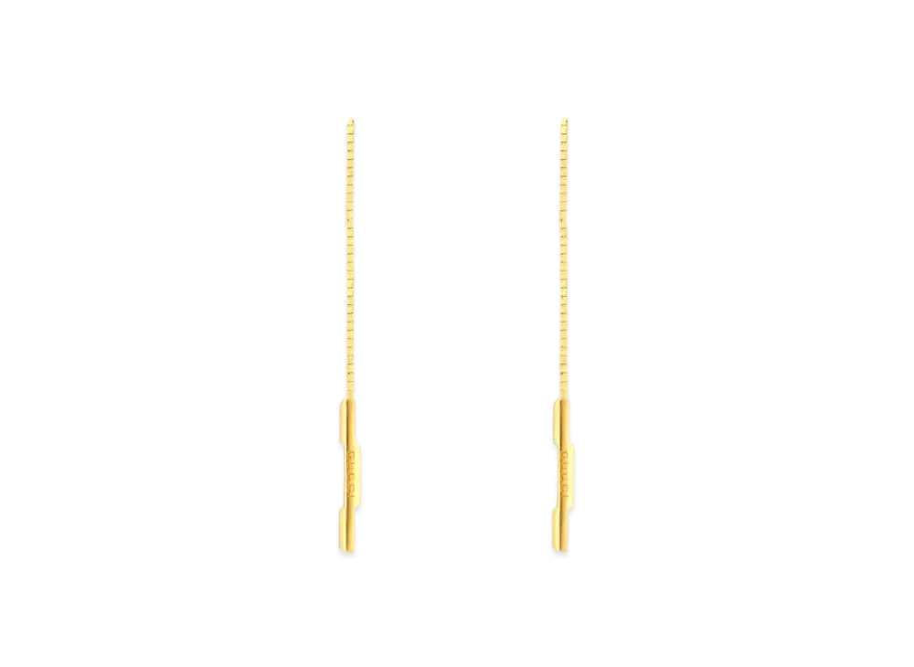 GUCCI Link To Love Chain Earrings With Gucci Bar "Gold"