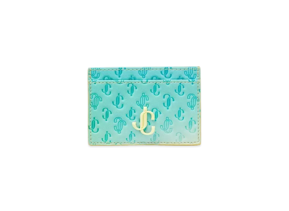 Jimmy Choo Umika JC Logo Degrade Canvas Card Case With Sunbleached JC Logo "Sunbleached/Blue Mix"