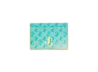 Jimmy Choo Umika JC Logo Degrade Canvas Card Case With Sunbleached JC Logo "Sunbleached/Blue Mix"
