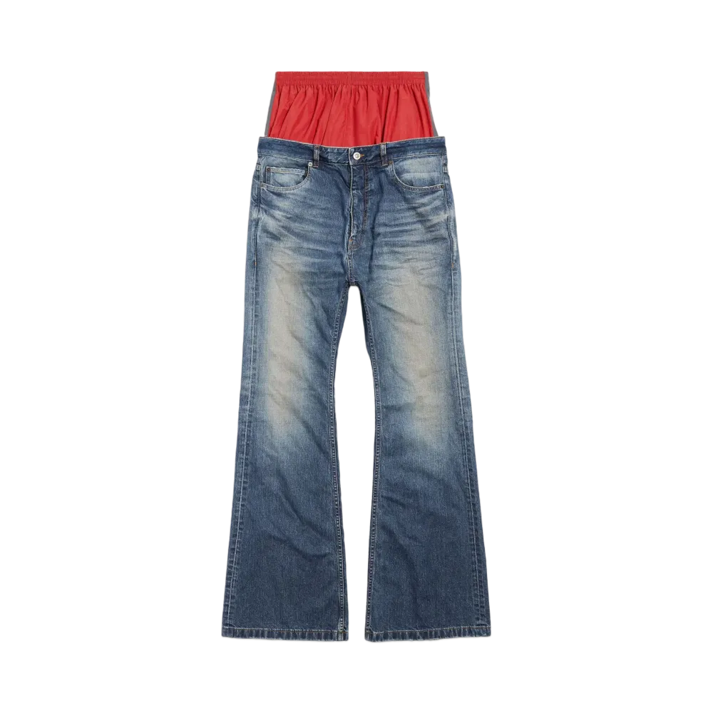 BALENCIAGA Men's Layered Jeans "Black"