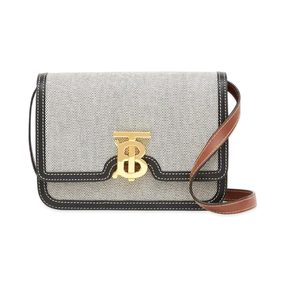 Burberry Small Tri Tone Canvasleather TB Bag "Black/Tan"