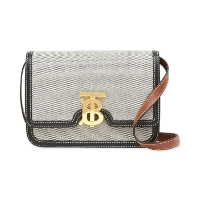 Burberry Small Tri Tone Canvasleather TB Bag "Black/Tan"