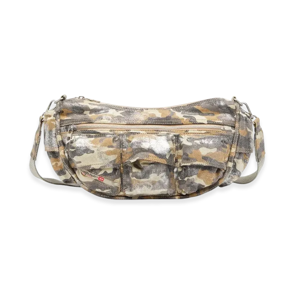 Diesel Multi-Pkts Shoulder Bag x Multi-Pkts-Multipocket Bag In Metallic Camo Twill "Multicolor Brown"