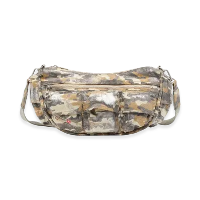 Diesel Multi-Pkts Shoulder Bag x Multi-Pkts-Multipocket Bag In Metallic Camo Twill "Multicolor Brown"