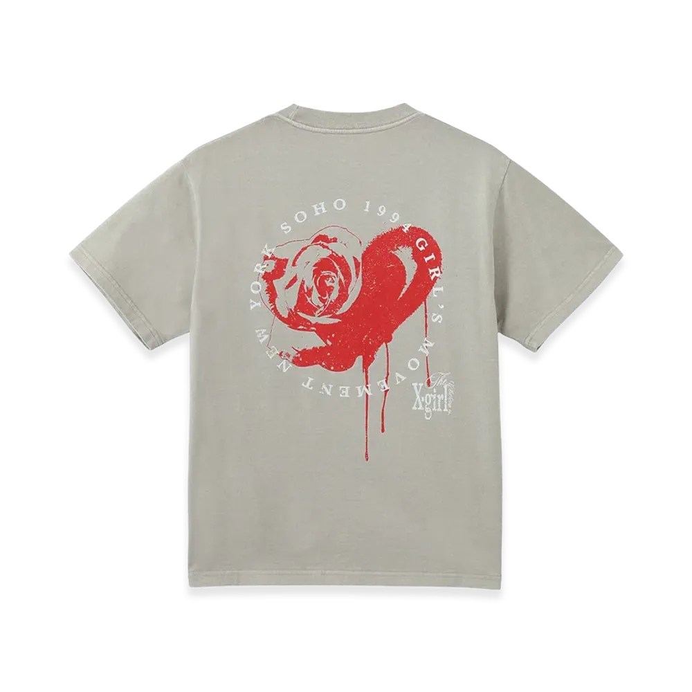 X-Girl Women's Faded Heart Rose Logo S/S Tee "Beige"