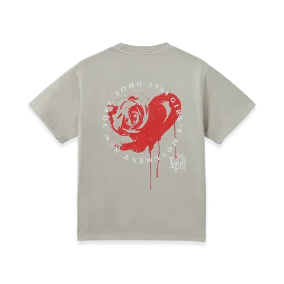 X-Girl Women's Faded Heart Rose Logo S/S Tee "Beige"