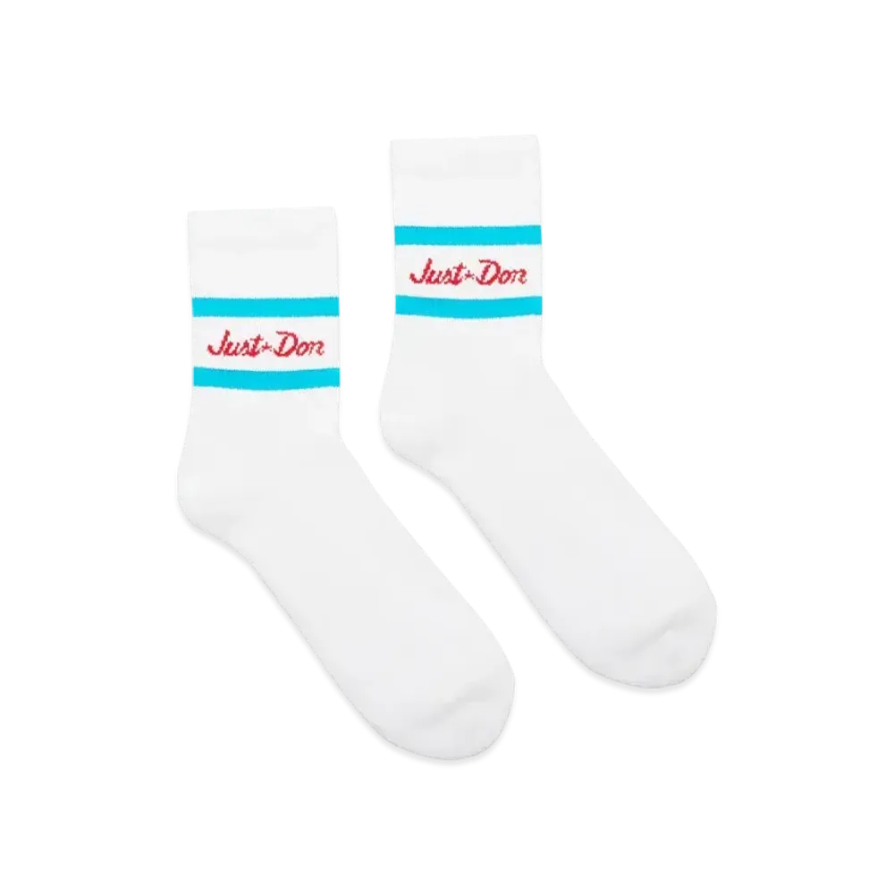 Just Don Blue Stripe Socks "White"