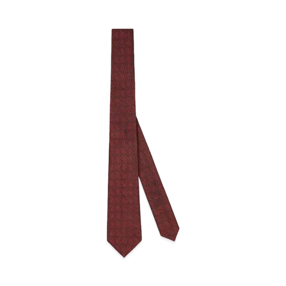 GUCCI Geometric G Silk Jacquard Tie "Red"
