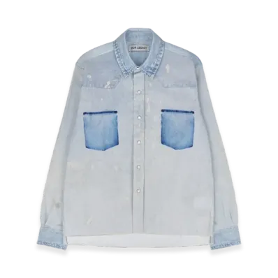 OUR LEGACY Western Shirt "Light Paint Denim Print"