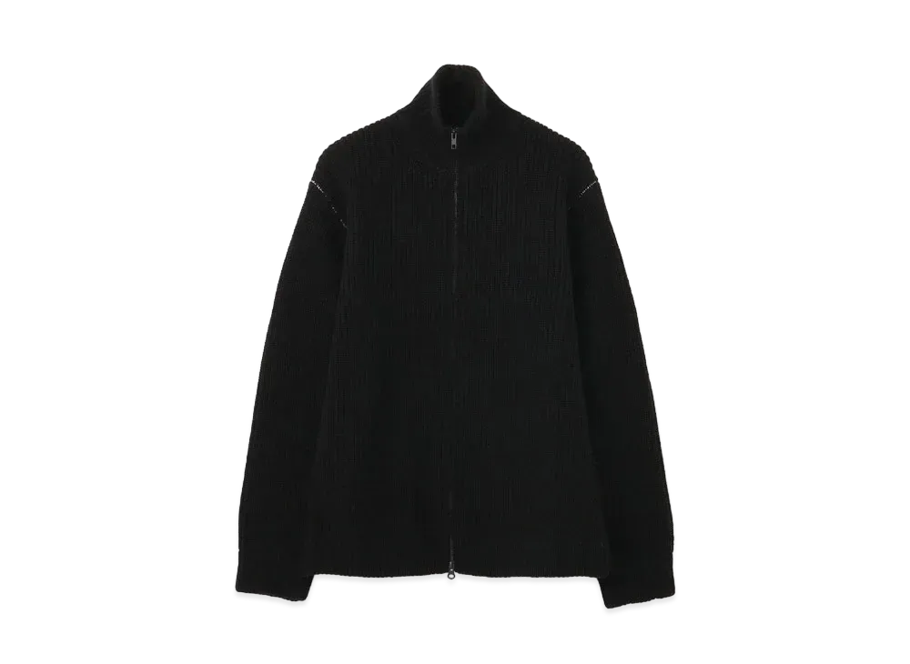 Yohji Yamamoto Y's LAMB SINGLE RIDGE HIGH NECK FASTENER CARDIGAN "Black"