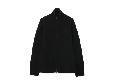 Yohji Yamamoto Y's LAMB SINGLE RIDGE HIGH NECK FASTENER CARDIGAN "Black"