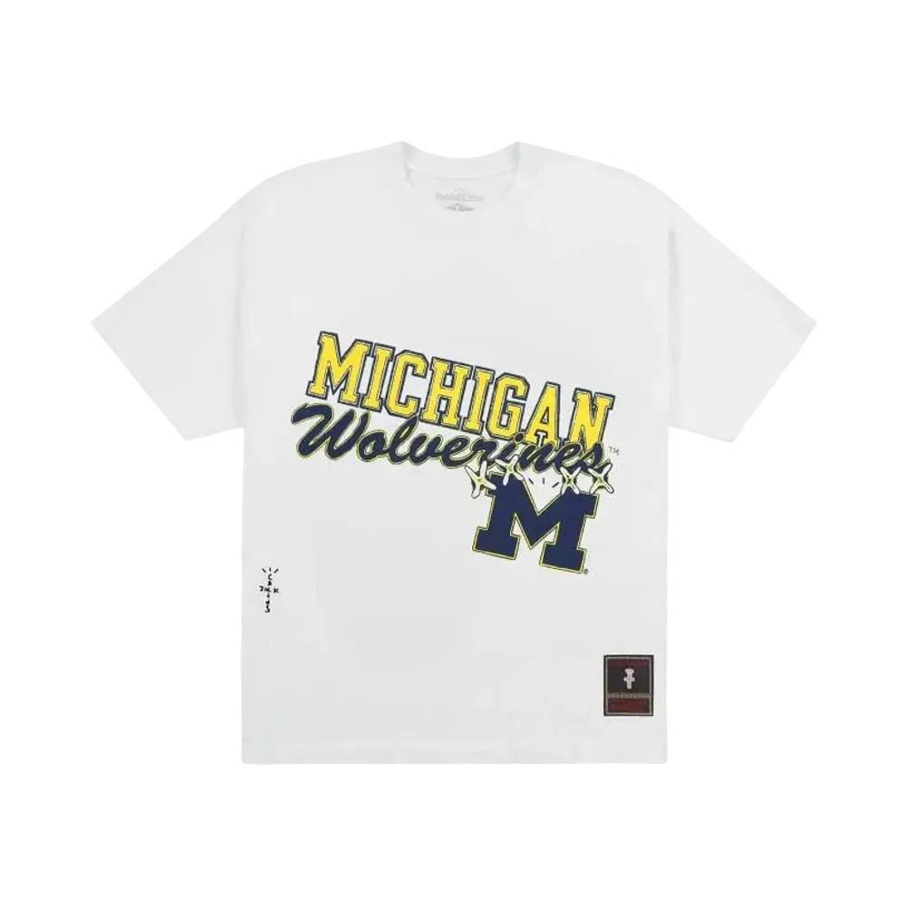 Travis Scott x M&N x University Of Michigan Handdrawn Tee "White"