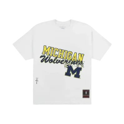 Travis Scott x M&N x University Of Michigan Handdrawn Tee "White"
