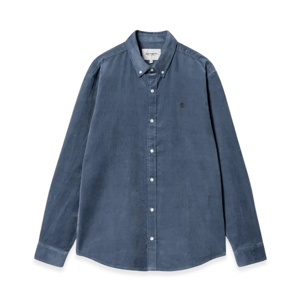 Carhartt WIP Madison Fine Cord Shirt "Hudson Blue/Black"