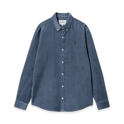 Carhartt WIP Madison Fine Cord Shirt "Hudson Blue/Black"