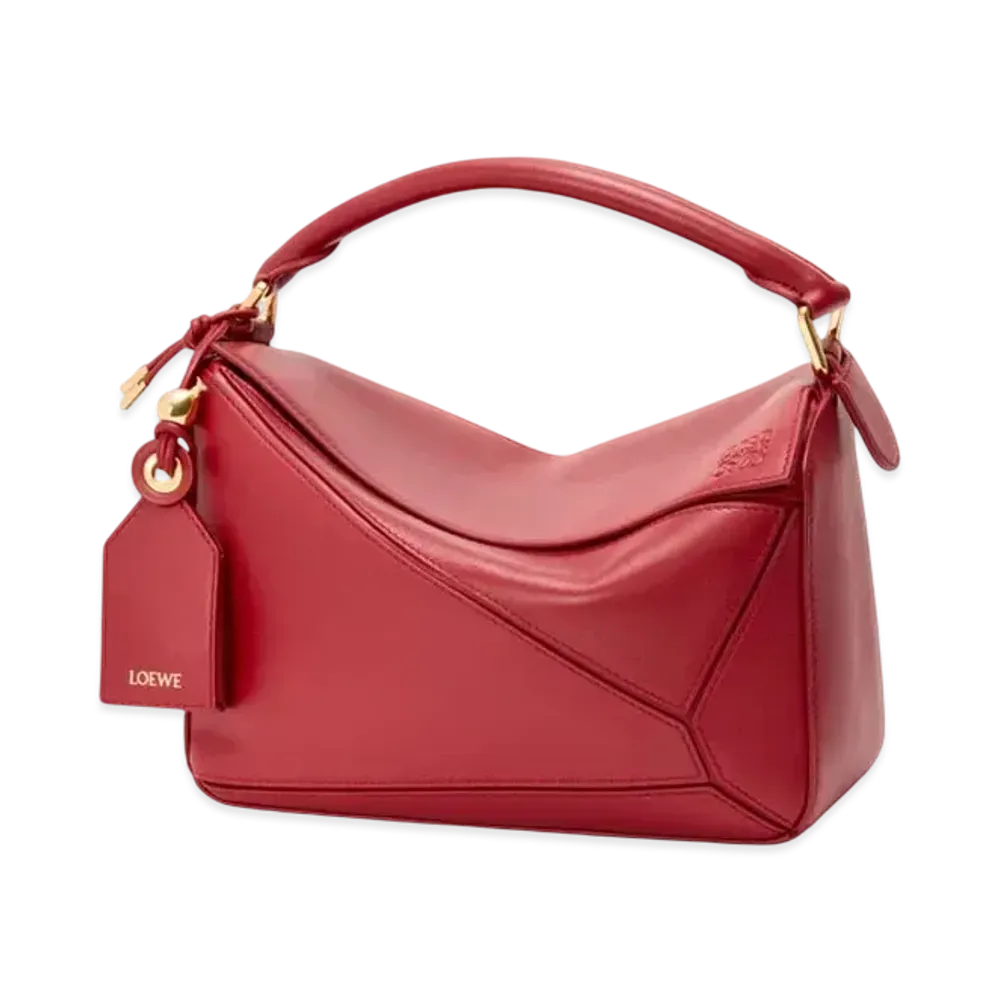 LOEWE Small Featherlight Puzzle Bag in Nappa Lambskin "Burnt Red"