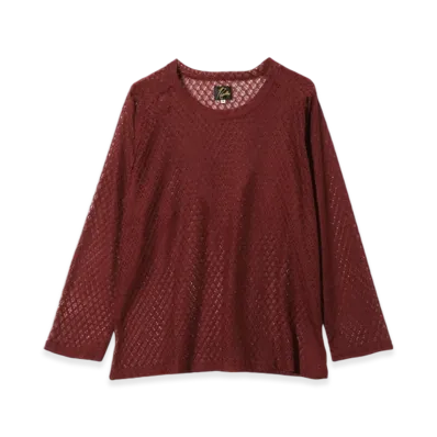 NEEDLES L/S U-Neck Tee - PE/W Raschel Lace "Burgundy"