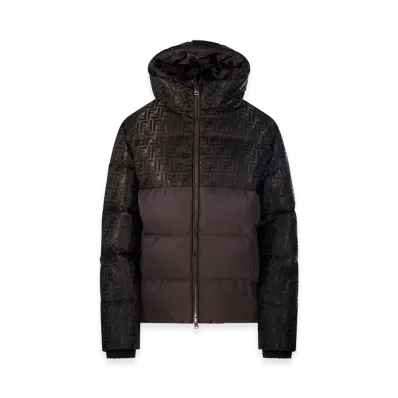 FENDI Women's Jacquard FF Hooded Ski Jacket "Brown"