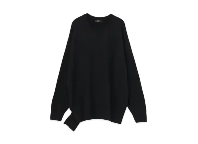 Yohji Yamamoto Y's WOOL PLAIN STITCH SUPER BIG ROUND NECK SWEATER "Black"
