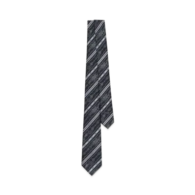 Dior Striped Toile de Jouy Tie Silk "Navy Blue/Gray"