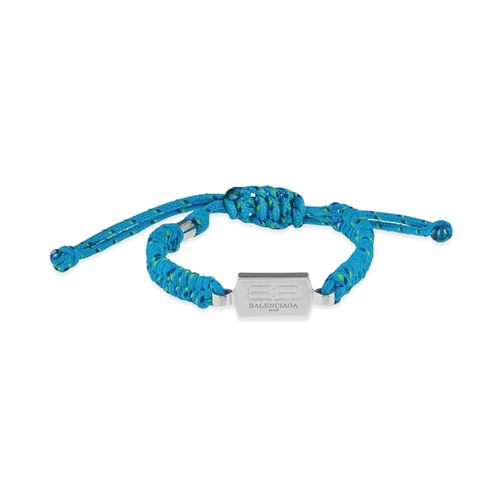 BALENCIAGA Saint-Germain Lace Bracelet "Turquoise/Black/Green/Shiny Silver"