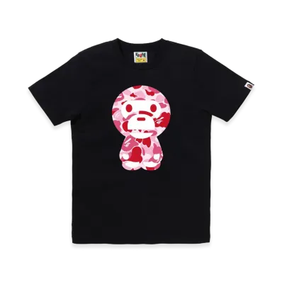 A BATHING APE Women's ABC Camo Big Baby Milo Tee "Black/Pink"