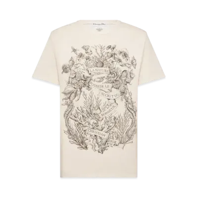 Dior T-Shirt Cotton Jersey with Dior Cabinet de Curiosites Motif "White/Black"