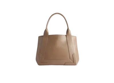 BALENCIAGA Navy Small Cabas Handbag "Brown"