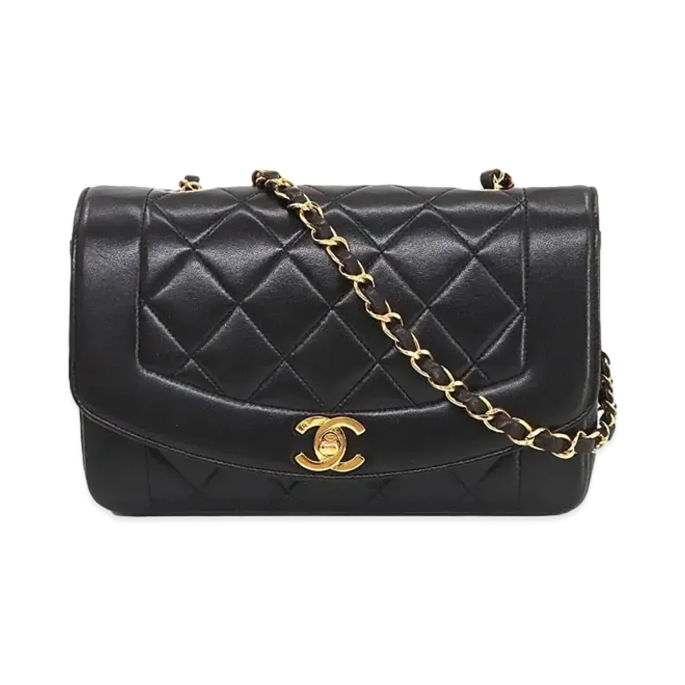 CHANEL Matelasse Diana Flap 22 Chain Shoulder Lambskin "Black"