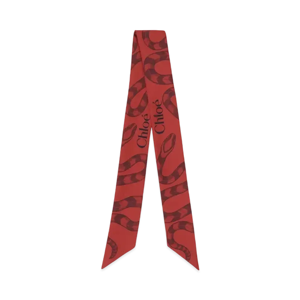 Chloe The Chloe Snake Bandeau Scarf In Silk "Red/Black"