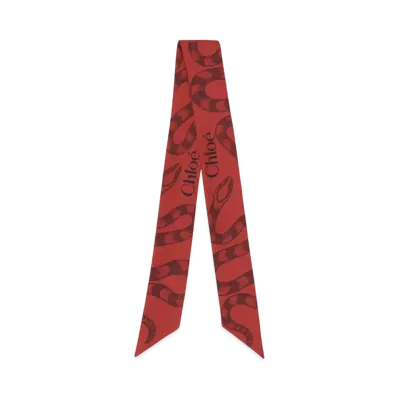 Chloe The Chloe Snake Bandeau Scarf In Silk "Red/Black"