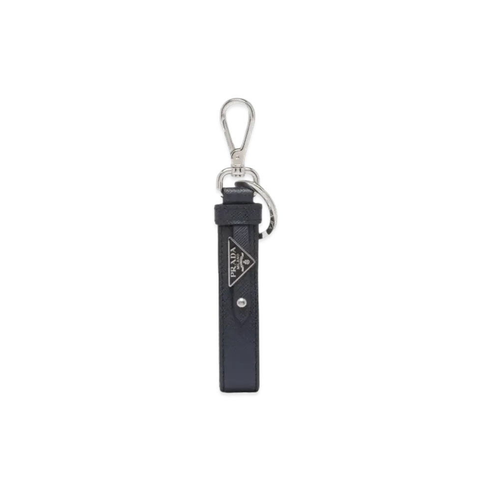 PRADA Saffiano Leather Key Ring "Baltic Blue"