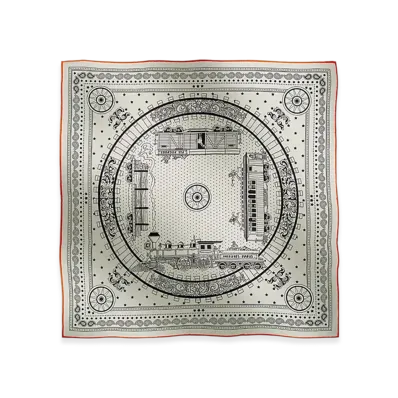 Hermes Scarf 55 All Aboard! "Blanc/Noir/Orange"