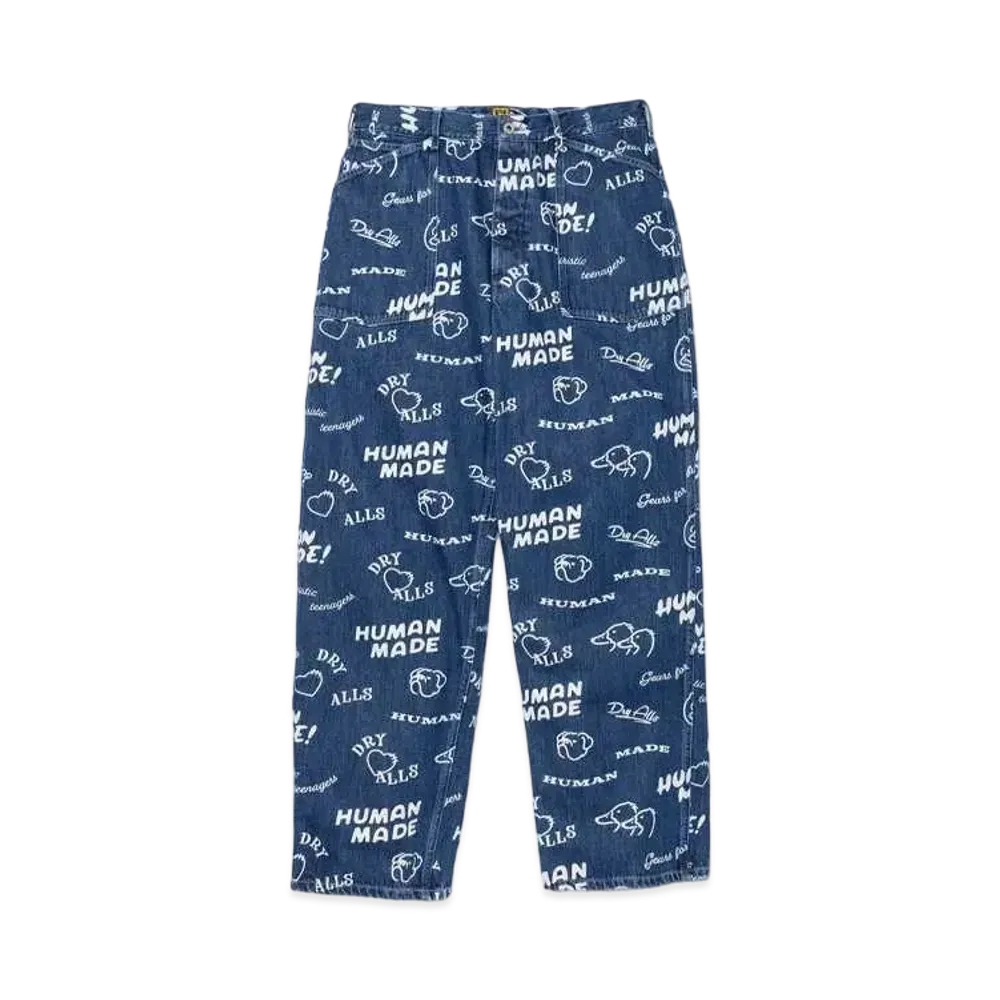 HUMAN MADE Printed Denim Baggy Jeans "Indigo"