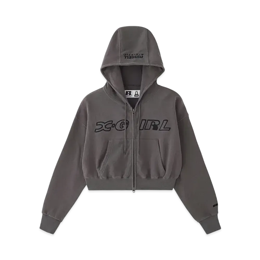 X-girl x RUSSELL ATHLETIC Zip Up Hoodie "Chacoal"