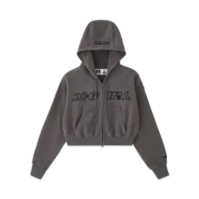 X-girl x RUSSELL ATHLETIC Zip Up Hoodie "Chacoal"