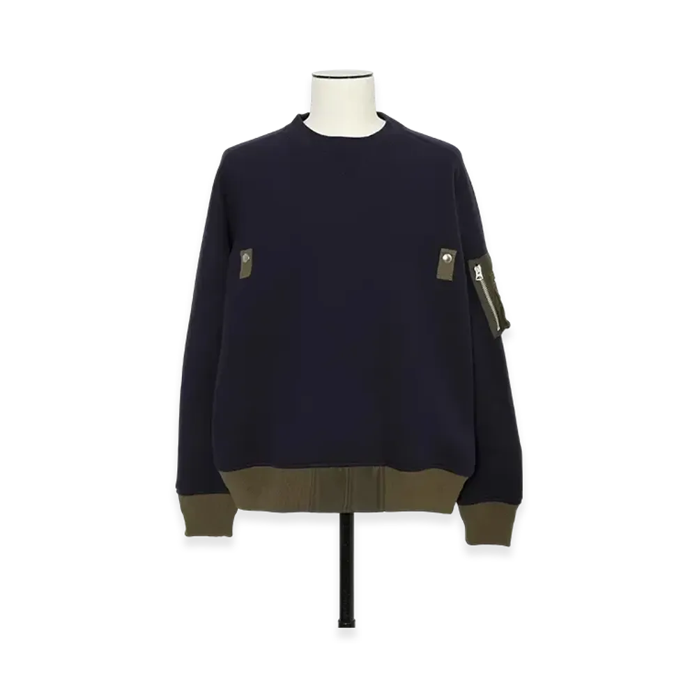 sacai Sponge Sweat Pullover "Navy/Dark Khaki"
