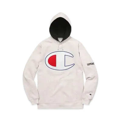 Supreme x Champion Satin Logo Hoodie "Ash Grey"