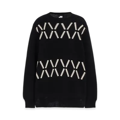 S'YTE Bulky Wool Birds Eye Reversible Pullover "Black"