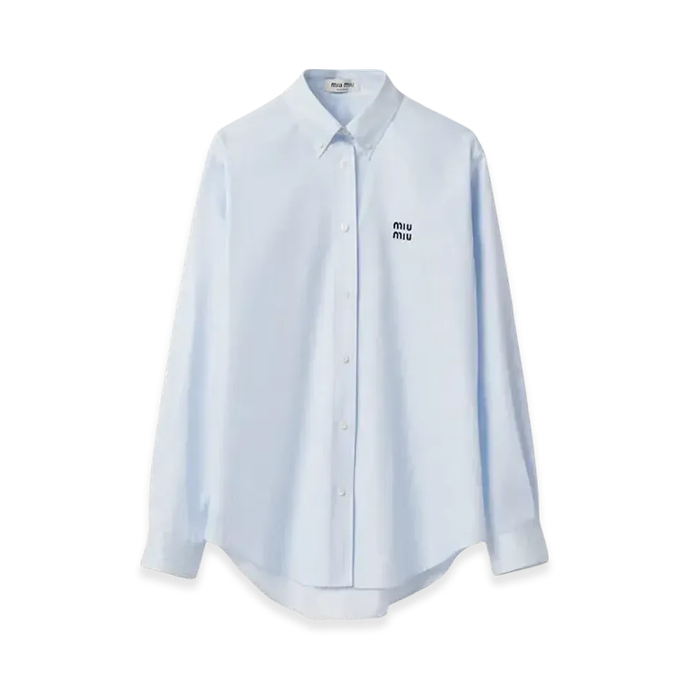 MIU MIU Women's Striped Cotton Shirt "Sky Blue/White"