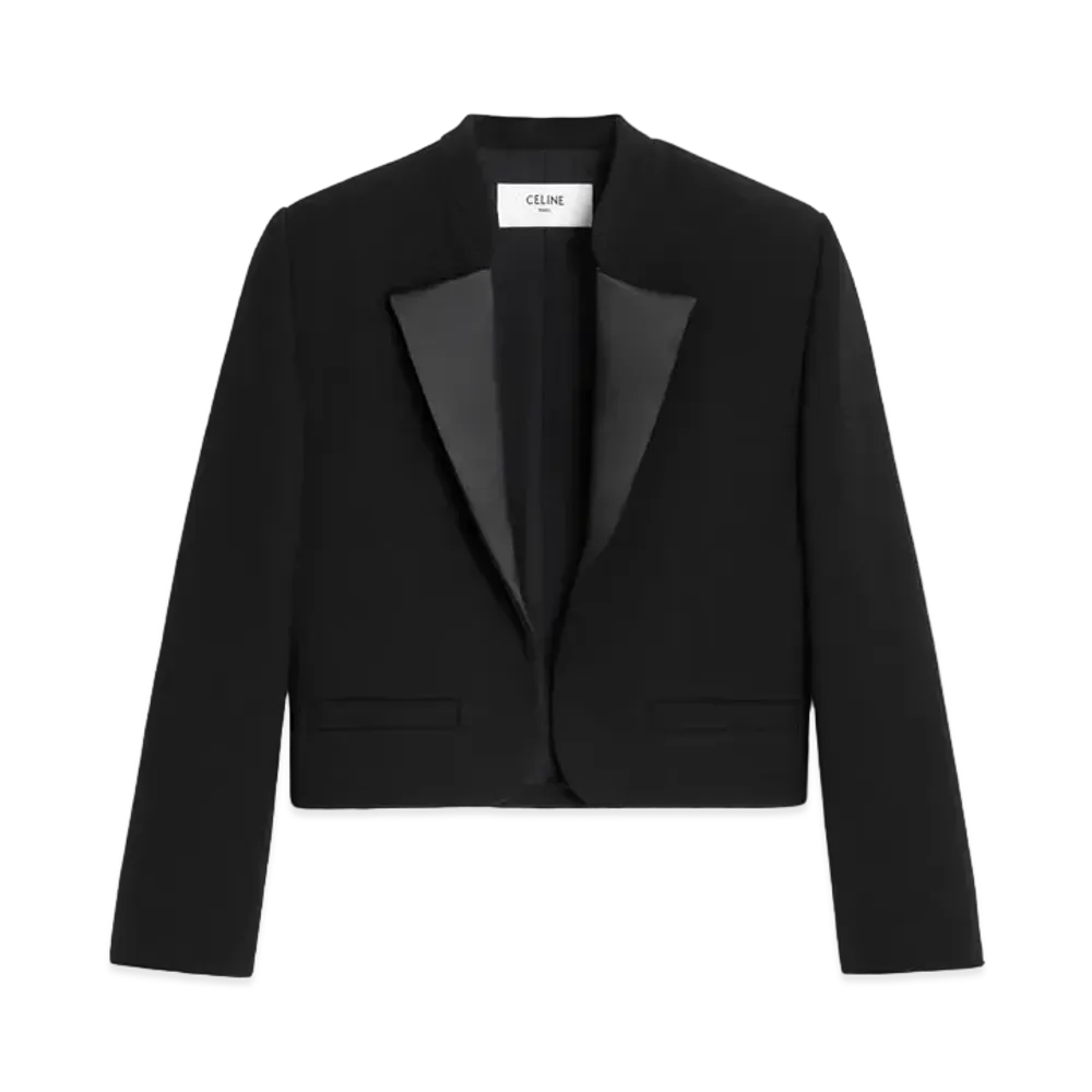 CELINE Jacket In Satin Lined Double Faced Wool Crepe "Black"