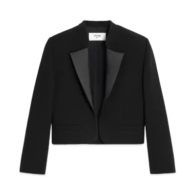 CELINE Jacket In Satin Lined Double Faced Wool Crepe "Black"