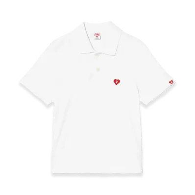 A BATHING APE Women's Heart Badge Polo Shirt "White"