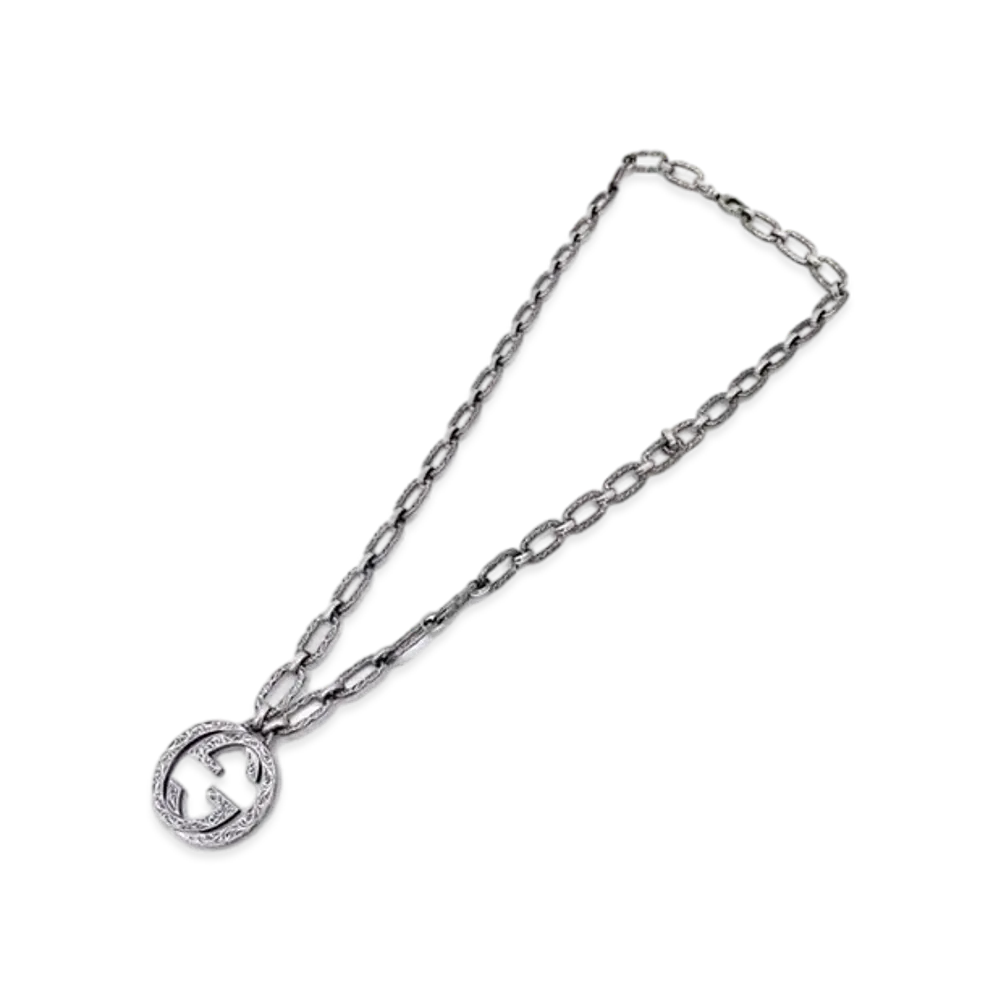 GUCCI Interlocking G Large Chain Pendant "Silver"